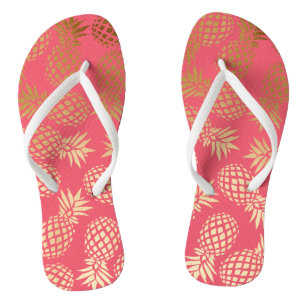elegant faux gold tropical pineapple pattern flip flops