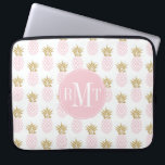 Elegant faux gold tropical pineapple pattern laptop sleeve<br><div class="desc">Trendy and stylish faux gold glitter and blush pink pineapple pattern.</div>