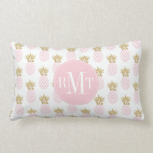 Elegant faux gold tropical pineapple pattern lumbar pillow
