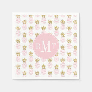 Elegant faux gold tropical pineapple pattern napkin