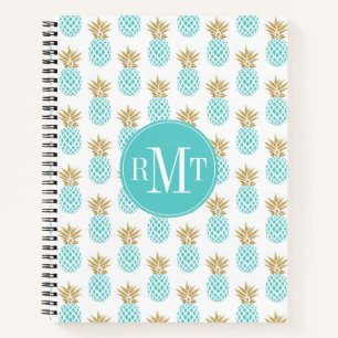 Elegant faux gold tropical pineapple pattern notebook