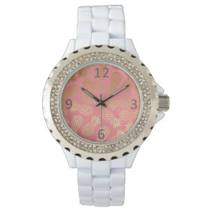 elegant faux gold tropical pineapple pattern watch