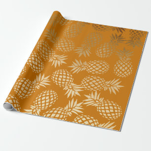 elegant faux gold tropical pineapple pattern wrapping paper