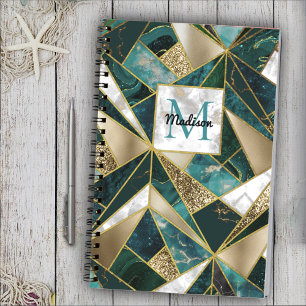 Elegant faux gold turquoise geometric sketchbook notebook
