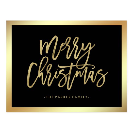 Elegant Faux Gold Typography | Merry Christmas Postcard