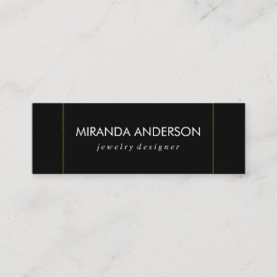 Elegant Faux Golden Border Black White Mini Business Card