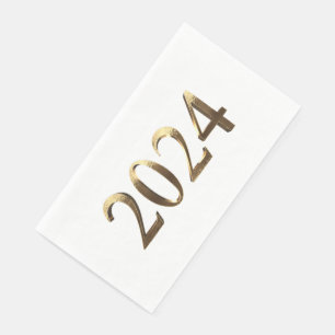 Elegant Faux Golden Numbers Happy New Year 2024 Napkin