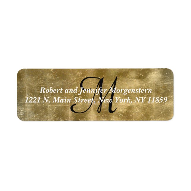 Elegant Faux Golf Foil Monogram Address Labels (Front)
