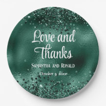 Elegant Faux Green Glitter and Foil Wedding