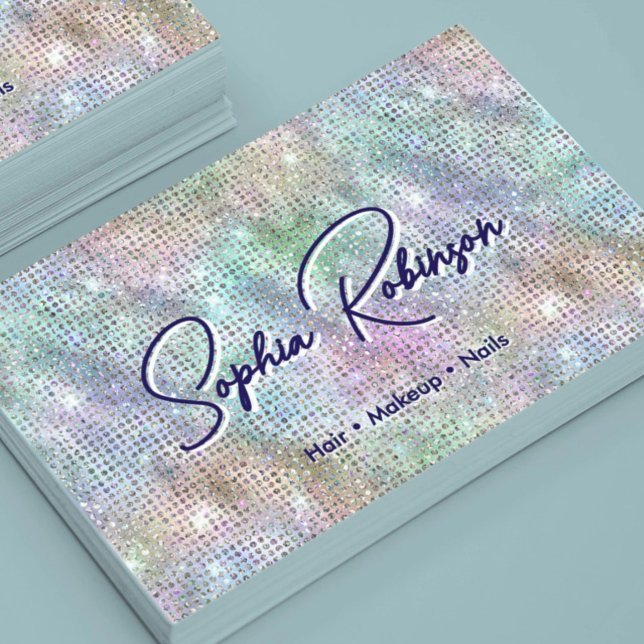 Elegant Faux Holographic Glitter Business Card (Creator Uploaded)