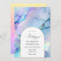 Elegant Faux Holographic Marble Wedding