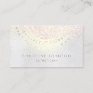 •elegant faux iridescent grey skincare business card