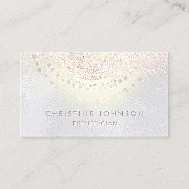 •elegant faux iridescent grey skincare business card (Front)