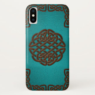 Elegant Faux Leather Celtic knot design iPhone X Case