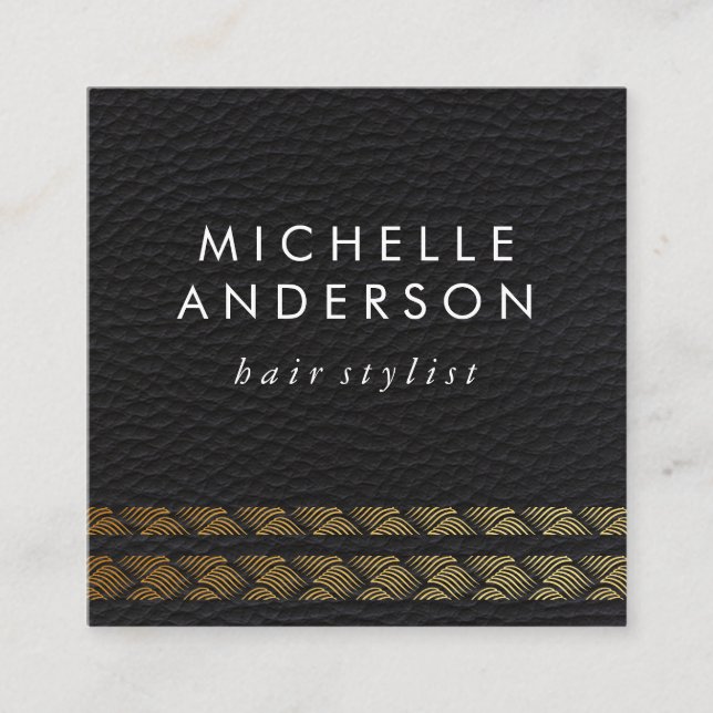 Elegant Faux Leather Gold Weave (Loyalty Card) Loyalty Card (Front)