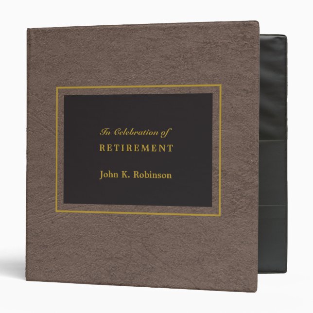 Elegant Faux Leather Retirement Memories Binder (Front/Inside)