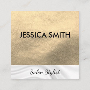 Elegant Faux Leather   Silk Square Business Card