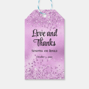 Elegant Faux Lilac Glitter and Foil Wedding Gift Tags