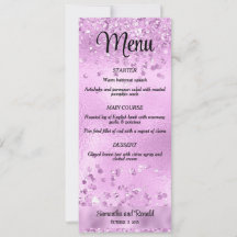 Elegant Faux Lilac Glitter and Foil Wedding Menu