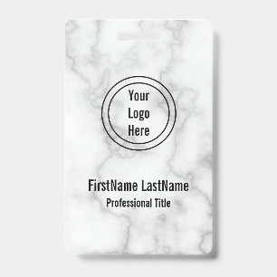 Elegant Faux Marble Employee Corporate Name Tag Badge