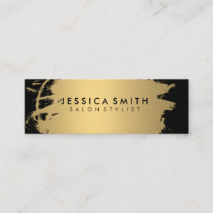 Elegant Faux Metallic Gold and Black Mini Business Card