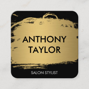 Elegant Faux Metallic Gold and Black Square Business Card