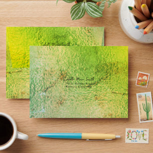 Elegant Faux Metallic Green Design Wedding Envelope