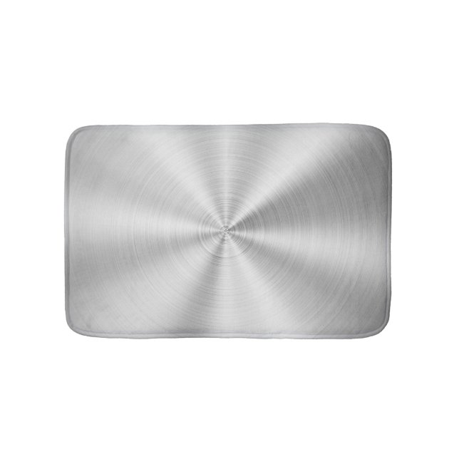 Elegant Faux Metallic Shiny Silver Bath Mat (Front)