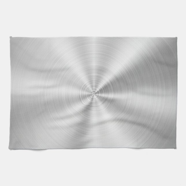 Elegant Faux Metallic Shiny Silver Kitchen Towel (Horizontal)