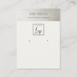 ELEGANT FAUX METALLIC SILVER LOGO EARRING DISPLAY BUSINESS CARD