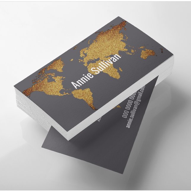 élégant faux or carte du monde sur agent de voyage (Créateur téléchargé)