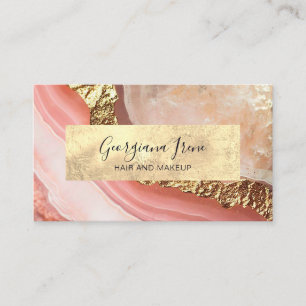 Elegant Faux Pink Gold Marble Agate Business Card
