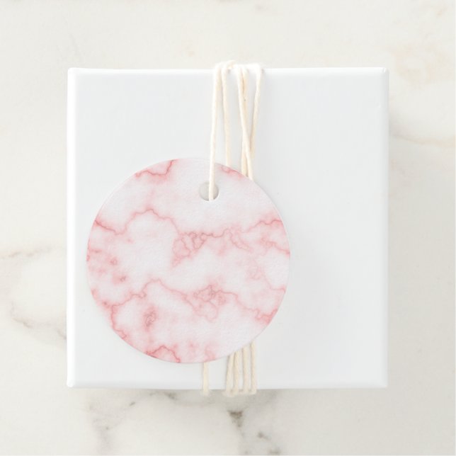 Elegant Faux Pink Marble Favour Tags (In Situ)
