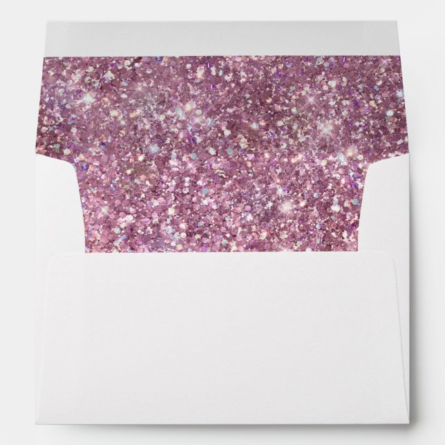 Elegant Faux Pink Shimmer Return Address Envelope (Back (Bottom))