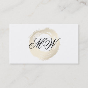 Elegant Faux Platinum Brushed Fancy Monogram Business Card