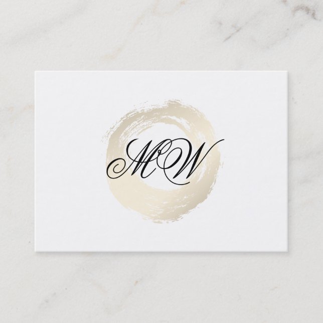 Elegant Faux Platinum Brushed Fancy Monogram Business Card (Front)