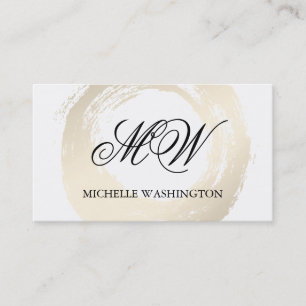 Elegant Faux Platinum Brushed Fancy Monogram Business Card
