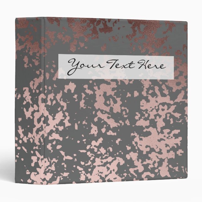 elegant faux rose gold and grey brushstrokes binder (Front/Spine)