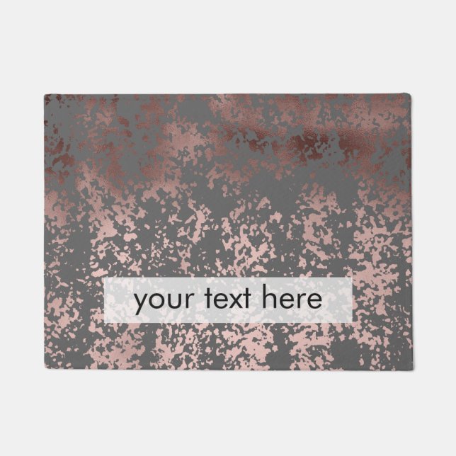 elegant faux rose gold and grey brushstrokes doormat (Front)