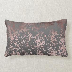 elegant faux rose gold and grey brushstrokes lumbar pillow