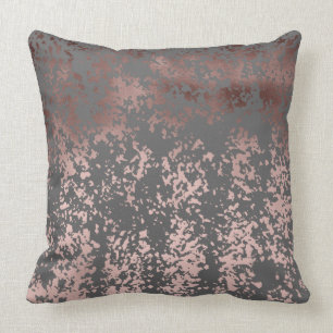 elegant faux rose gold and grey brushstrokes throw pillow
