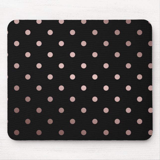 elegant faux rose gold black polka dots mouse pad (Front)