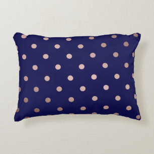 elegant faux rose gold blue polka dots decorative pillow