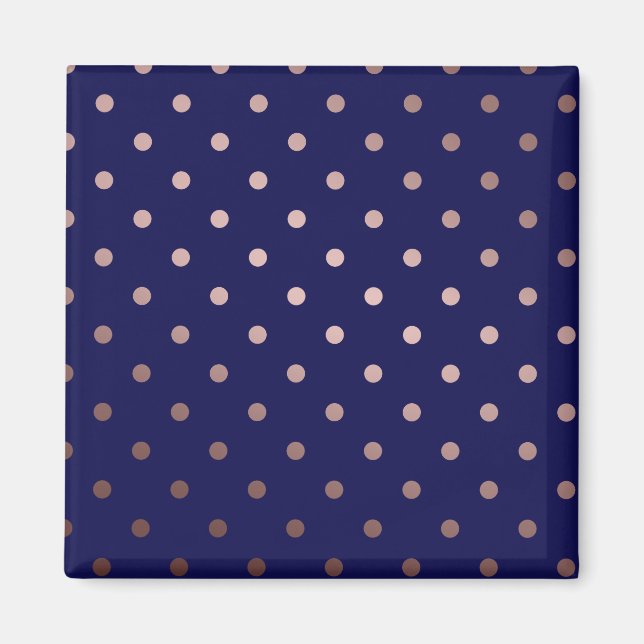 elegant faux rose gold blue polka dots magnet (Front)