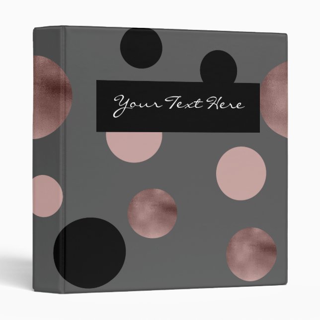 elegant faux rose gold blush pink black circles binder (Front/Spine)
