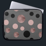 elegant faux rose gold blush pink black circles laptop sleeve<br><div class="desc">Modern and stylish design representing faux rose gold, pink and black circles on a grey background.</div>
