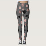 elegant faux rose gold blush pink black circles leggings<br><div class="desc">Modern and stylish design representing faux rose gold, pink and black circles on a grey background.</div>