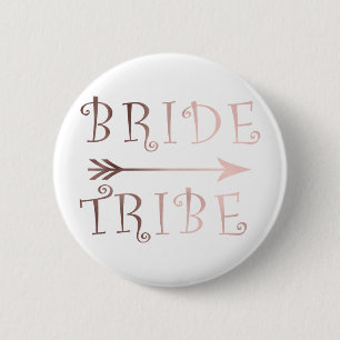 elegant faux rose gold bride tribe design 2 inch round button