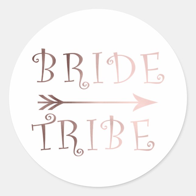elegant faux rose gold bride tribe design classic round sticker (Front)