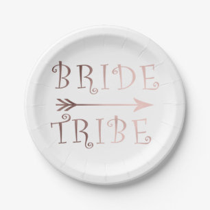 elegant faux rose gold bride tribe design paper plate